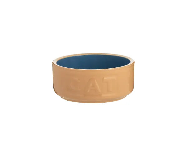 Cane & Blue Lettered Cat Bowl 13cm