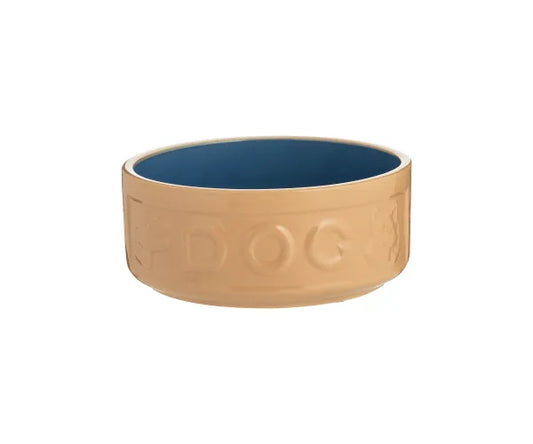 Cane & Blue Lettered Dog Bowl - 15cm