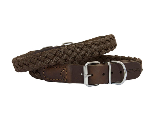 Earthbound Braided Nylon Leather Collar Brown