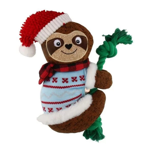 GiGwi Plush Festive Sloth with Rope